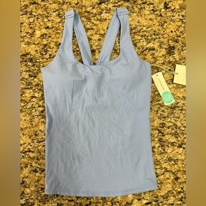 WE WANDER FLEXSTRETCH TWIST DETAIL LONGLINE BRA TOP LIGHT BLUE - XS